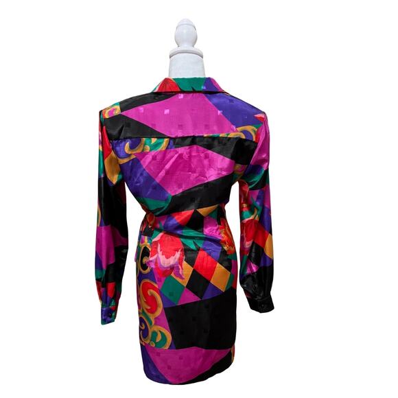 Daniele Carlotta Asymmetric Silk Mini Dress Black Pink 12 - Picture 6 of 10